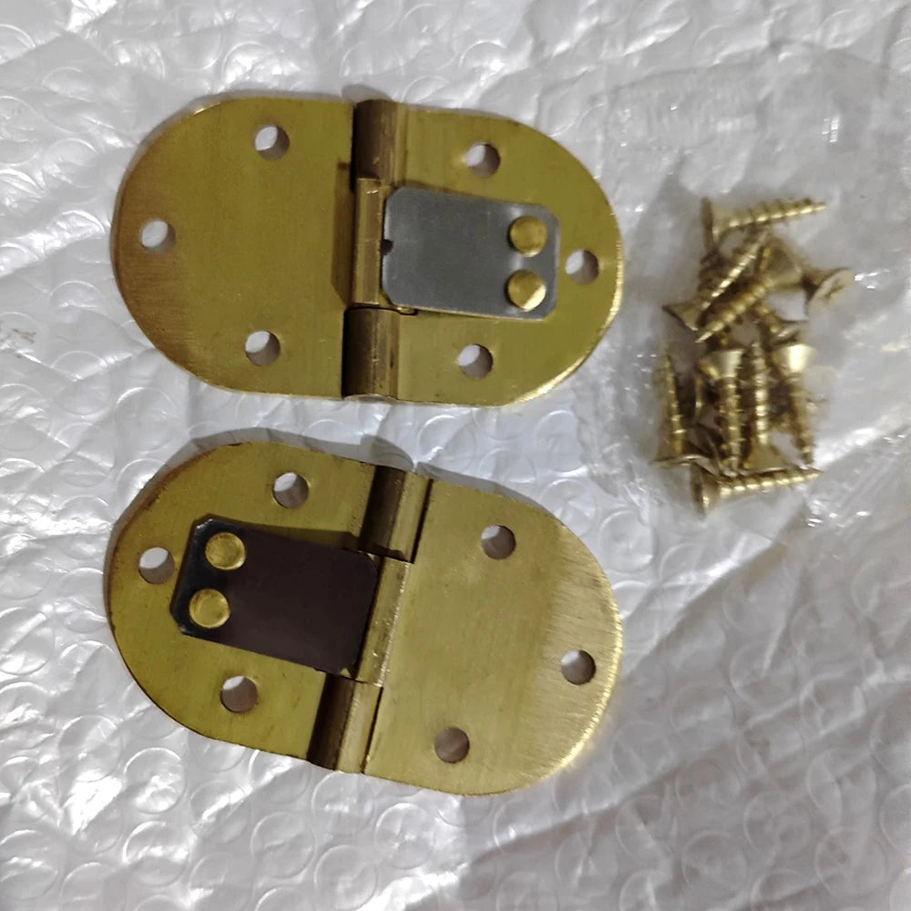2Pcs Rounded Edges Brass Tray Hinges 90-degree Flip Hinges,spring Folding Copper Waist Hinges with Clip Positioning with Screws Oasis Select