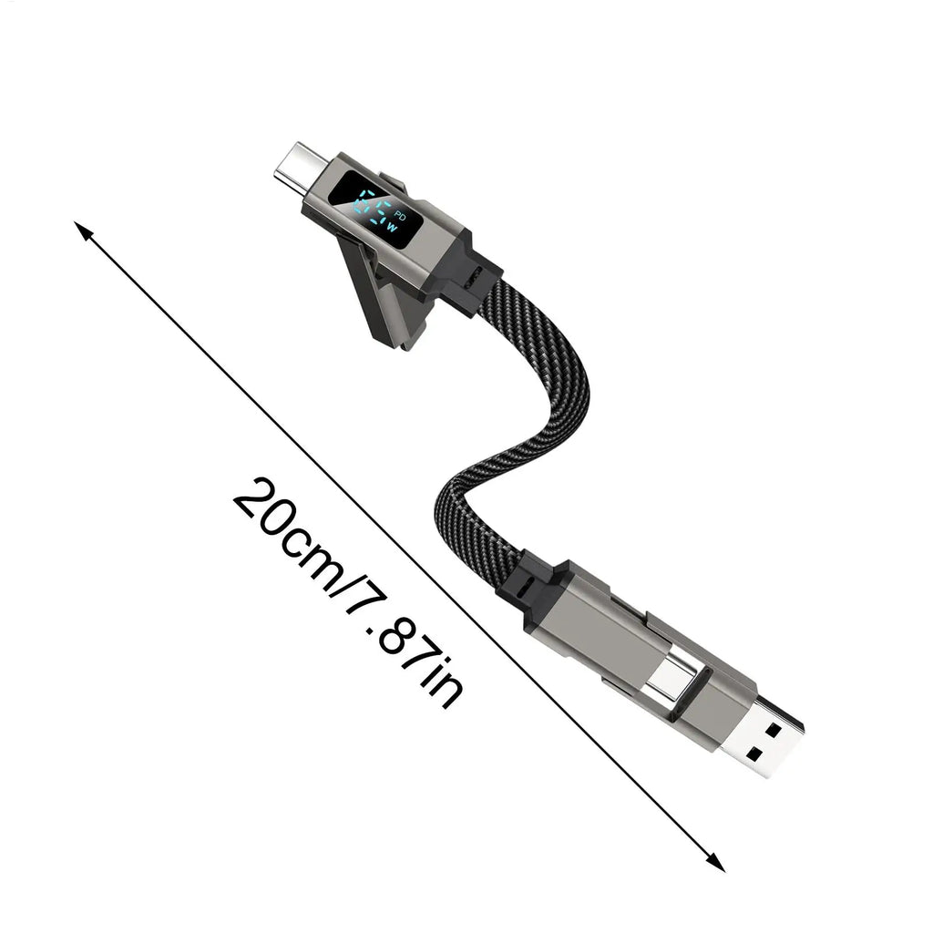 USB C Keychain Portable 4 In 1 65W Short Charger Cord Keychain Fast Charging Cable for Travel Camping Daily Work Home Office Oasis Select