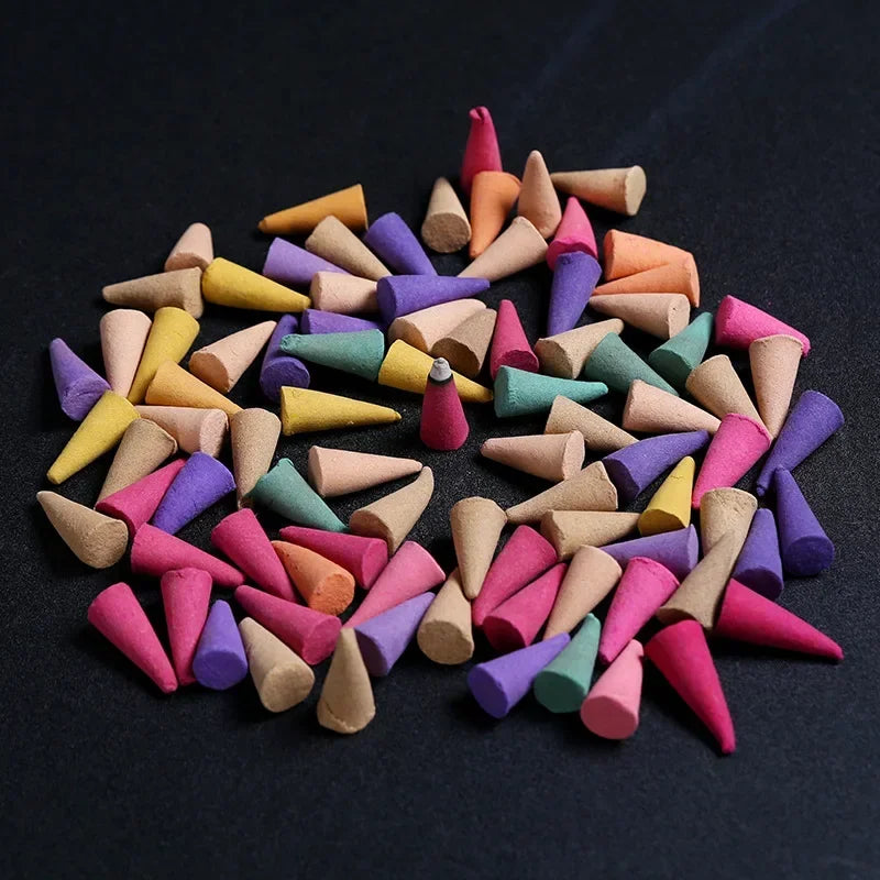 60Pcs Scented Incense Cones Anxiety Relief Fragrance Incense Cones Natural Scents Cones for Meditation Relaxation Sandalwood Oasis Select