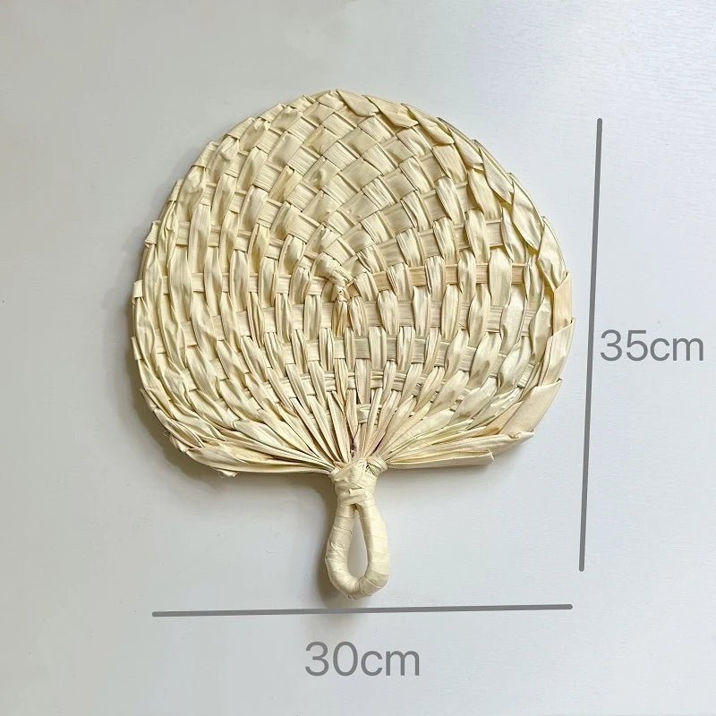 Chinese Style Handmade Fan Retro Natural Bamboo Braided Fan New Summer Cooling Hand Fan Art Crafts Woven Fan Home Decorations Oasis Select Large round handle