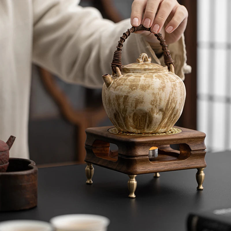 Walnut Tea Stove Light Luxury Modern Luxury Zen Style Insulation Base High-end and Exquisite Tea Ceremony Accessories Oasis Select