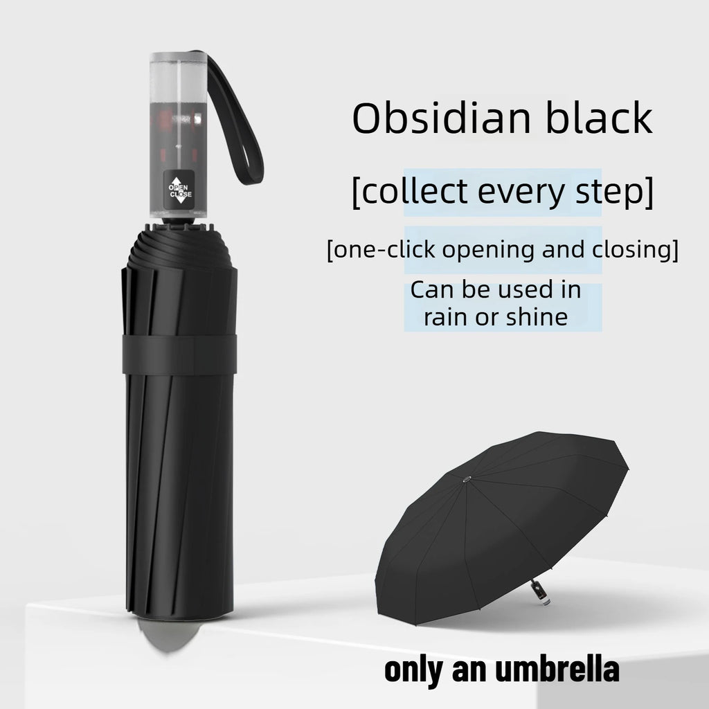 Wind Resistant Automatic Umbrella Foldable Sun Rain Accessory Thickened Durable Design Portable UV Blocking Parasol Oasis Select Black 72 fiberglass 12K iron