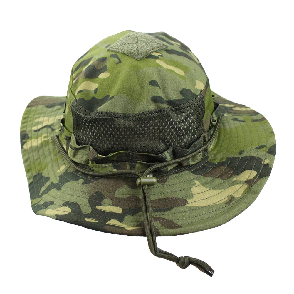 Camouflage Enthusiasts Square Pocket Camo Bonnie Cap US Bucket Benny Hats Fishing Outdoor Hiking Tactical Sun Caps Oasis Select Green CP