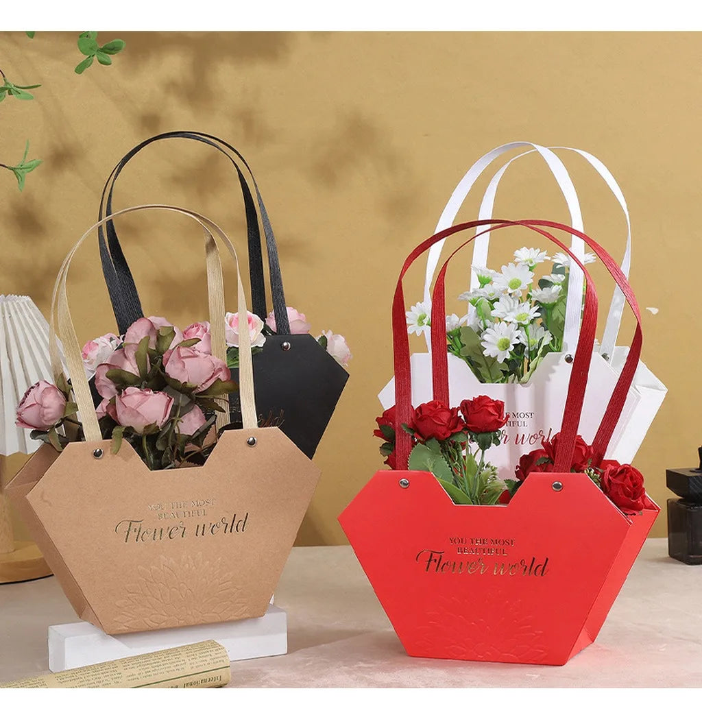 Heart-Shaped Paper Flower Gift Box with Handle | DIY Floral