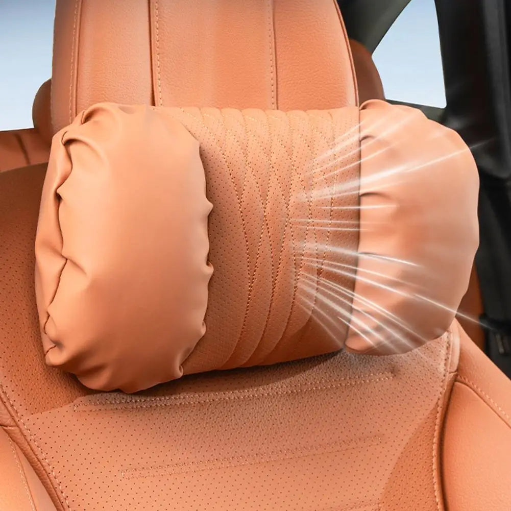 Nappa Leather Car Headrest & Lumbar Support Pillow Set
