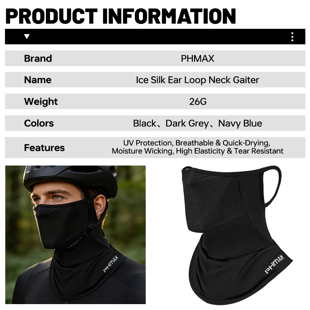 PHMAX Summer Ice Silk Bicycle Mask Scarf Sun Protection Full Face Mask Anti-UV Breathable Quick Dry MTB Road Bike Cycling Mask Oasis Select