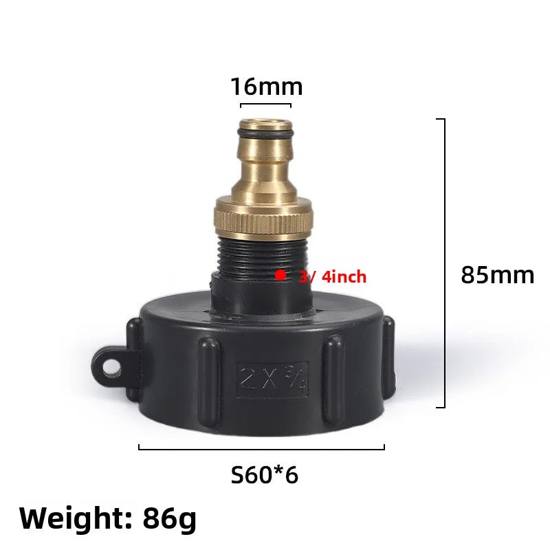 Stainless Steel IBC Tank Adapter S60x6 Coarse Thread to 1/2' & 3/4' Male And Female Spout for Water Storage Containers Oasis Select F