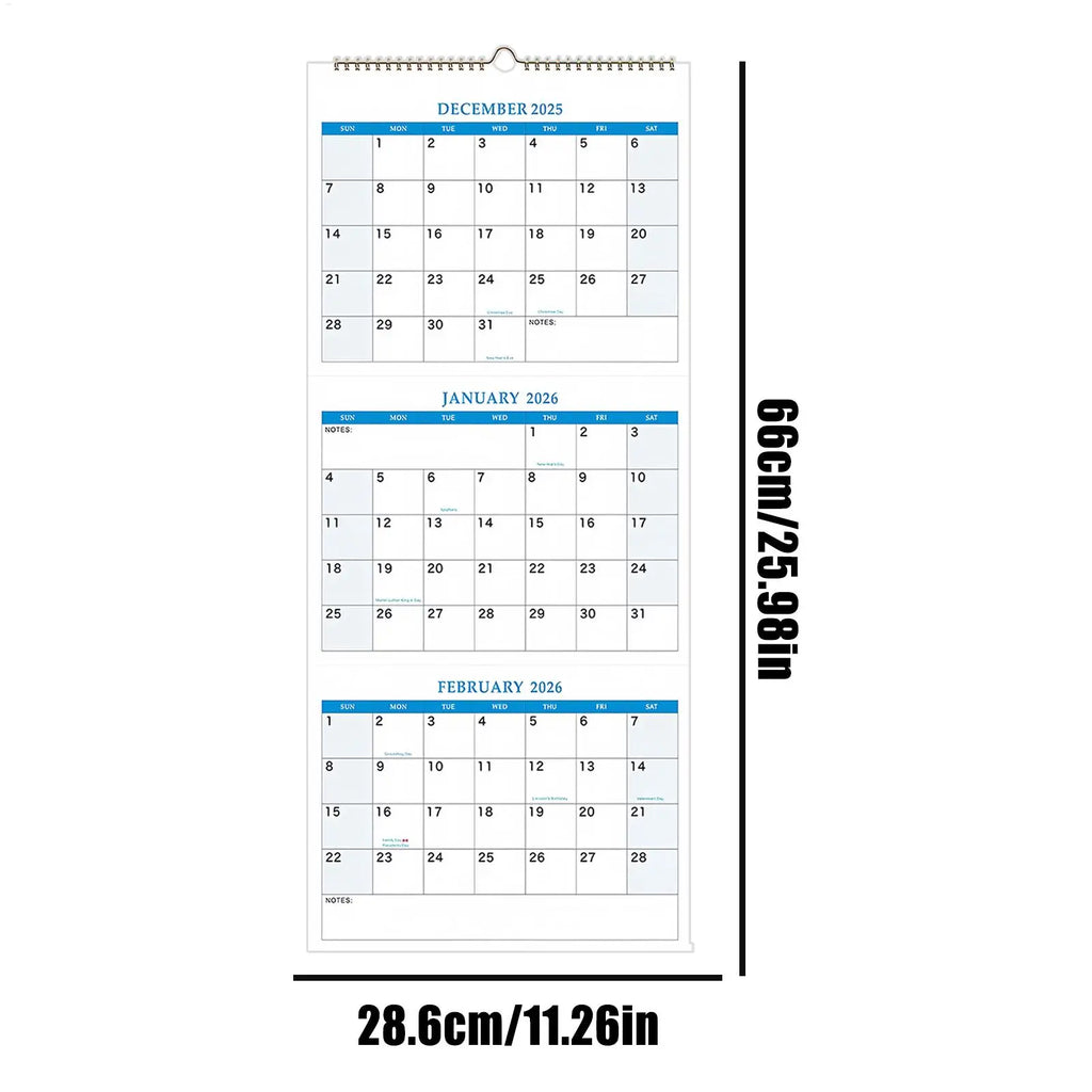 2025-2027 Vertical Yearly Wall Calendar 3 Month Wall Calendar Planners Organizers for Meeting Notebook Daily Schedule Pared Home Oasis Select