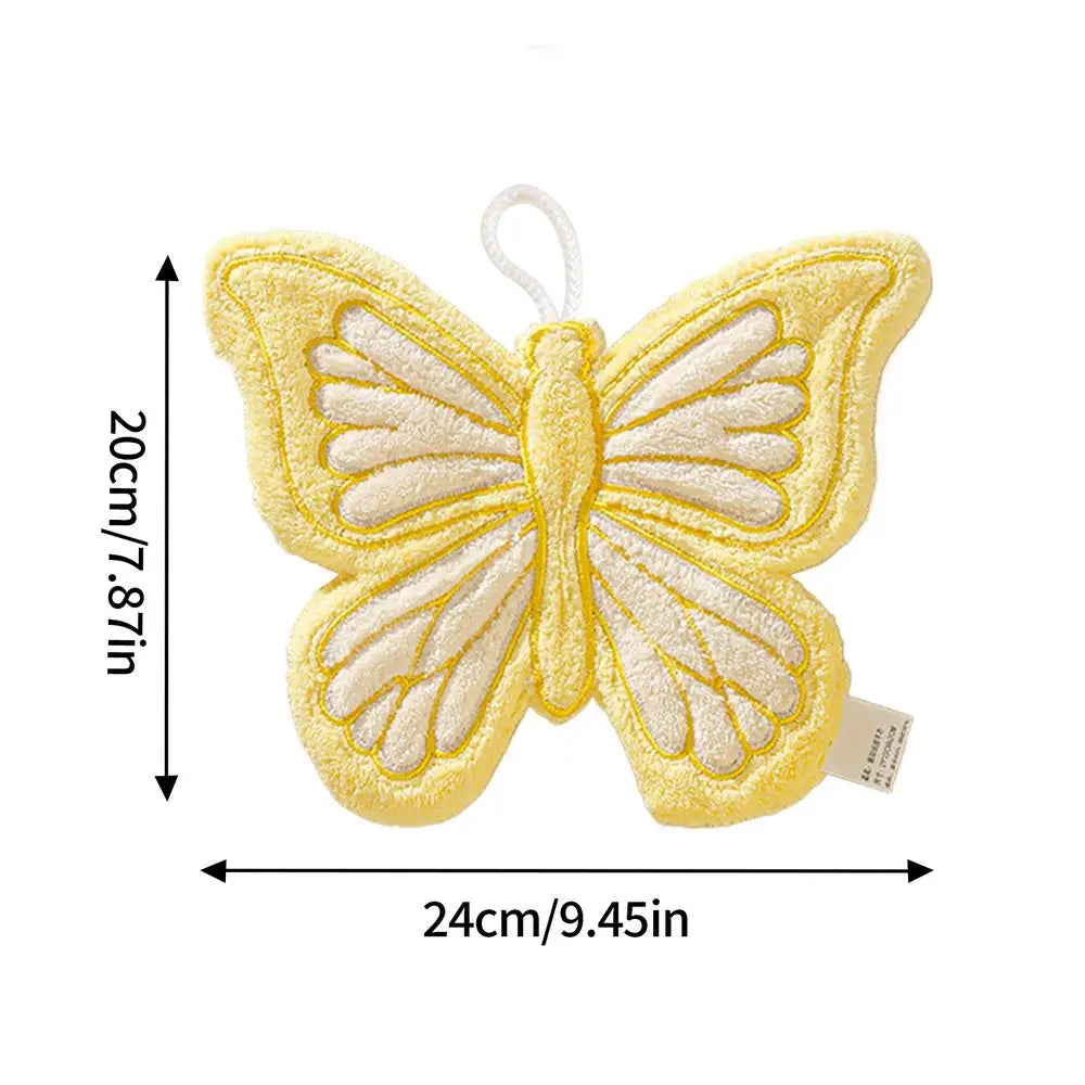 Hand Towels Butterfly Shape Absorbent Kitchen Towel Soft Towel Hanging Towels Handkerchief Towels Home Wash Hand Towels Oasis Select Yellow