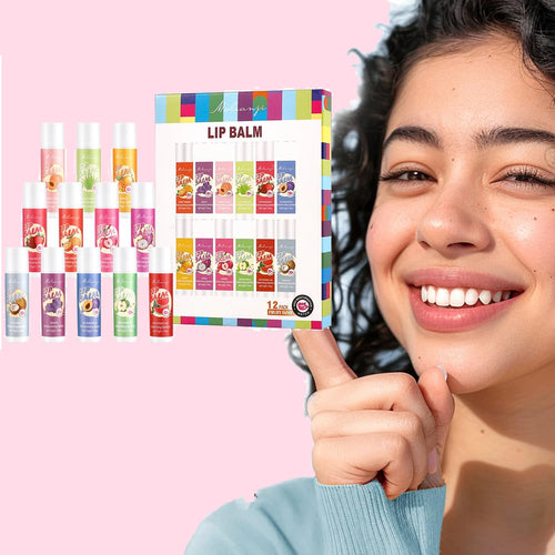 12PCS Moisturizing Color Changing Lipstick Set, Fruit Flavor Nourishing Discolored Lip Balm Cracking Lip Care In Autumn Winter Oasis Select