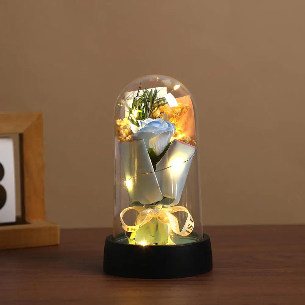 LED Rose Dome Ornament – Everlasting Artificial Flower Gift