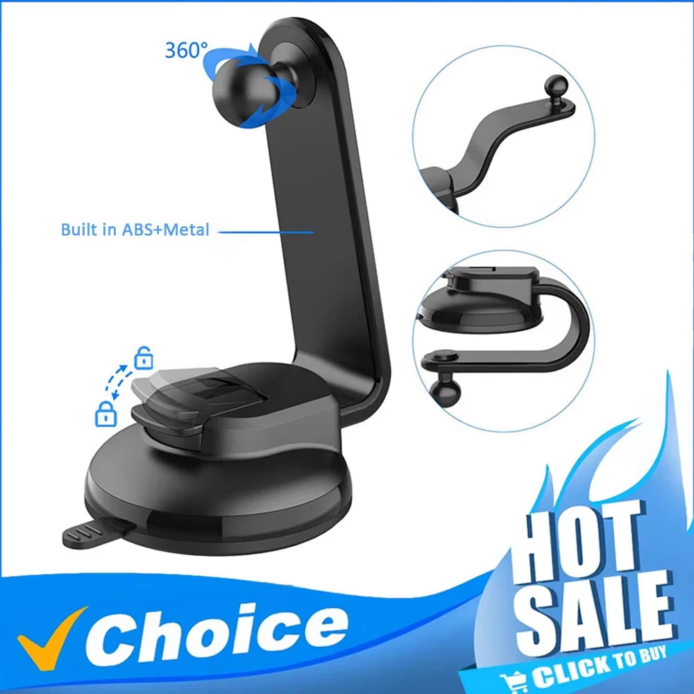 Suction Cup Car Phone Mount – 17mm Ball & Telescopic Arm