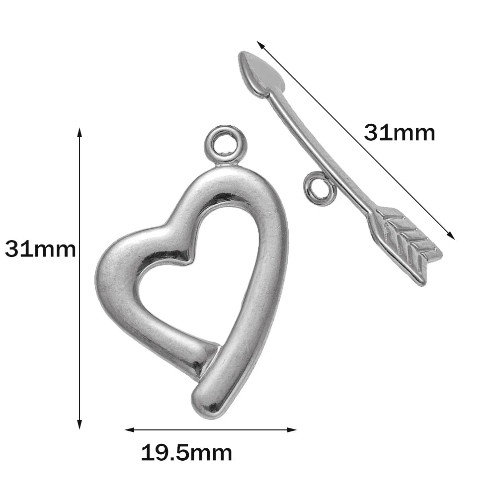 5 Sets Stainless Steel Toggle Clasp T-bar Closure Ring Fastener Hook End Connectors for DIY Necklace Bracelet Jewelry Making Oasis Select Steel 19x31mm