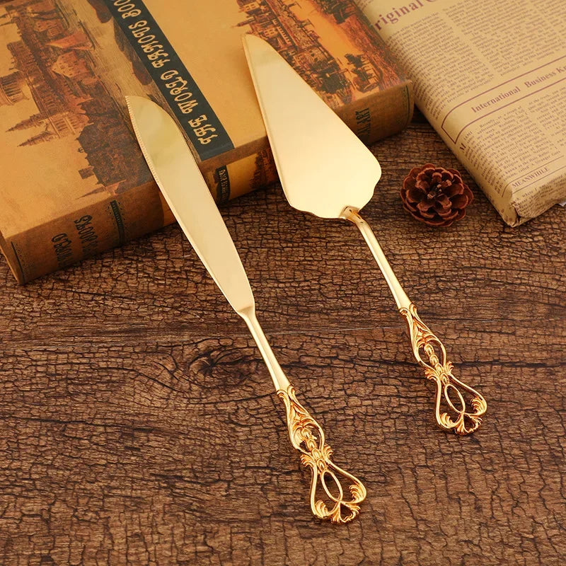 2Pcs Wedding Cake Knife and Shovel Pizza Bread Knife Wedding Supplies Cake Knife Triangle Bread Shovel Baking Tools Oasis Select Style 22