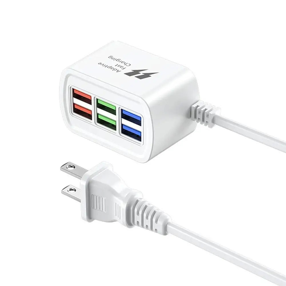 6-port USB Power Strip Charger Desktop Charging Station Portable Travel USB Charging Socket Adapter For IPhone 16 17 For Android Oasis Select US