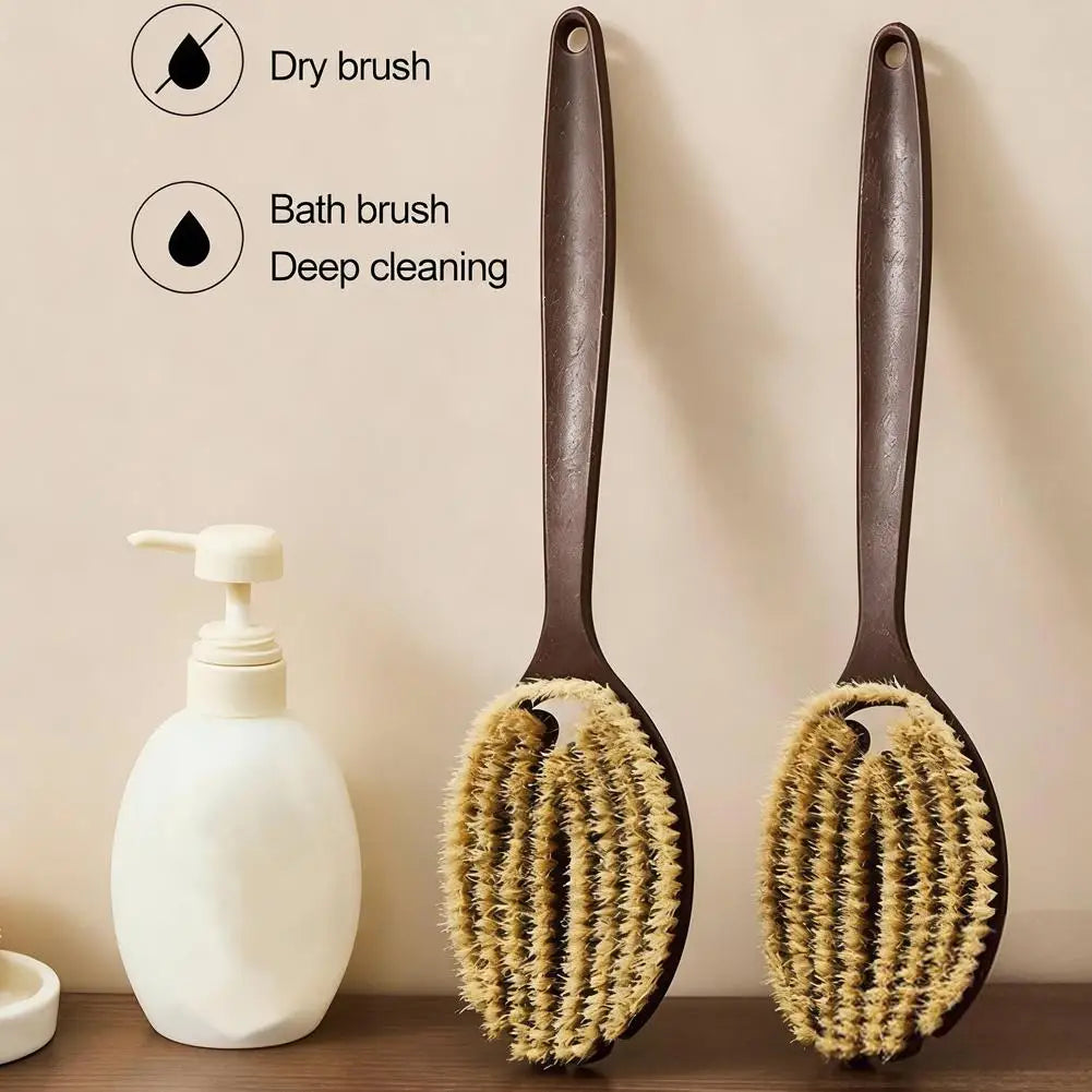 Natural Bristle Body Brush Back Scrubber Brush for Shower, Soft Bristle, Long Handle for Dry Brushing, Exfoliation & Skin Care Oasis Select