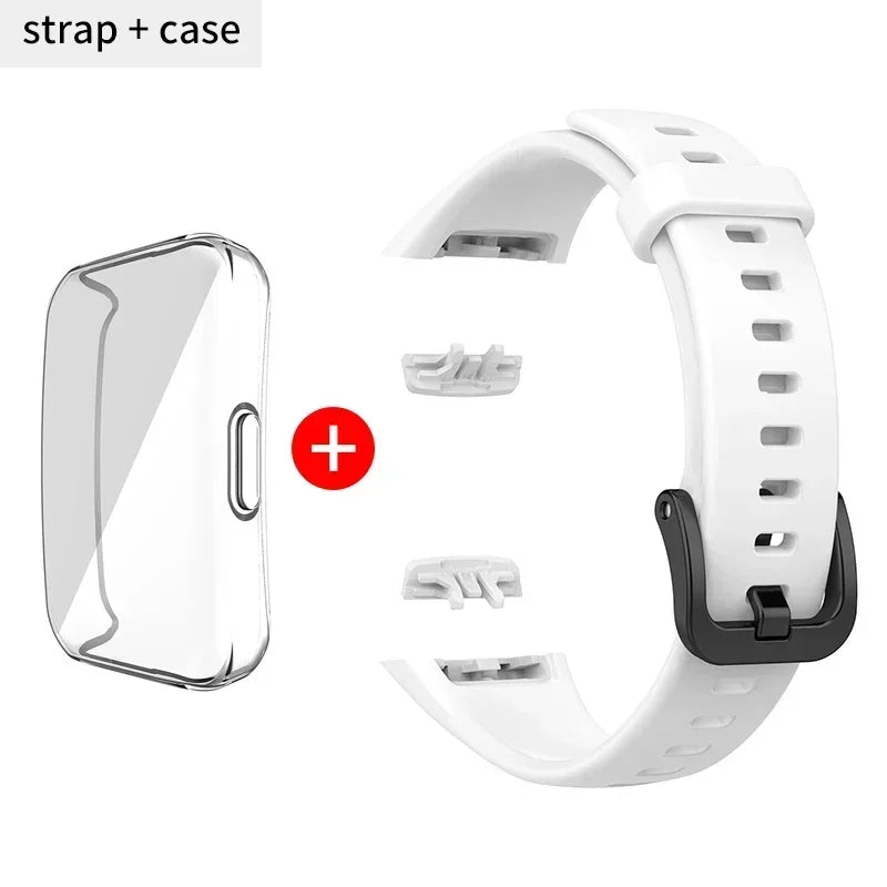 Silicone Sport Band Strap for Huawei Band 6 & Honor Band 6 Smart Watch Band Oasis Select White Case Strap For Huawei Band 6