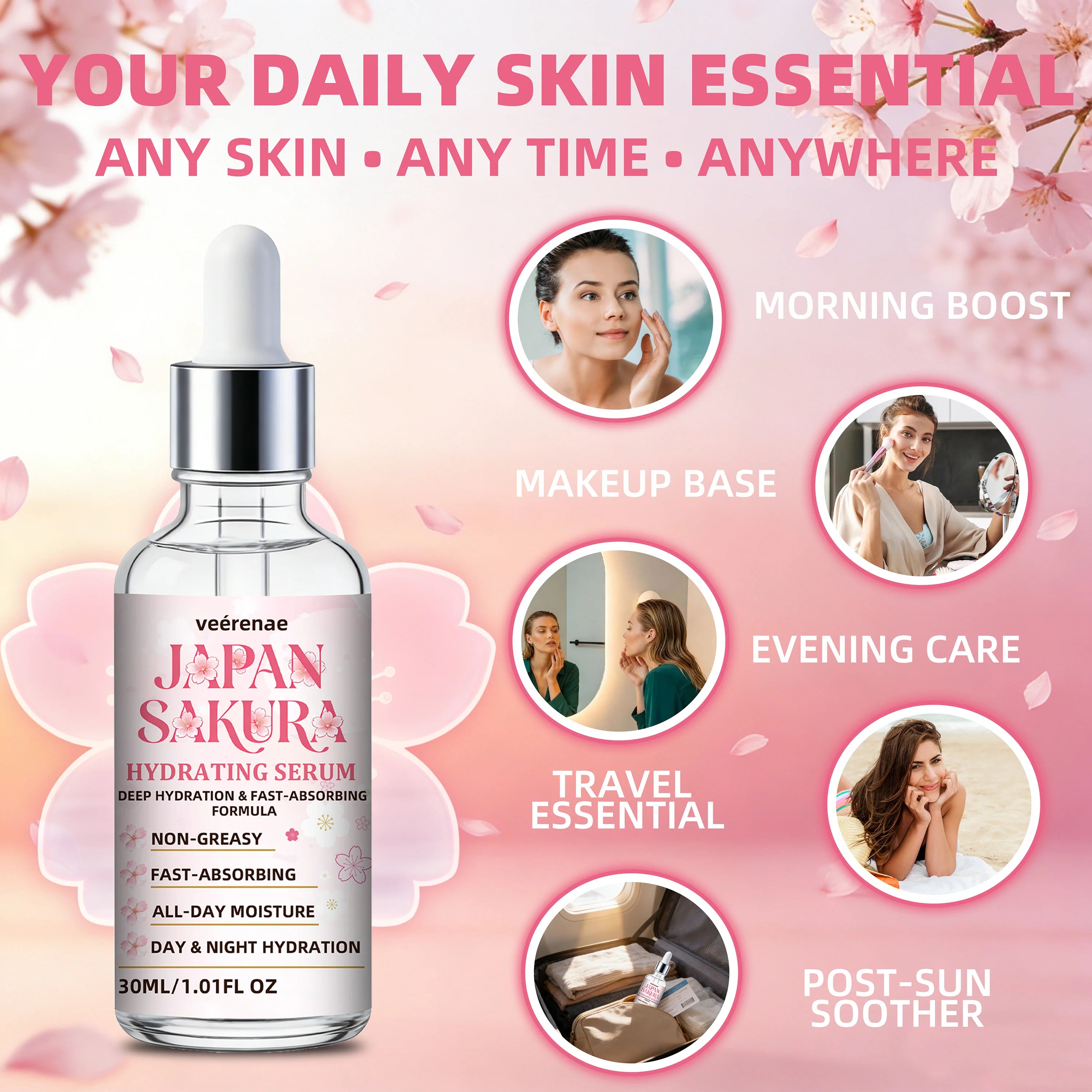 Japan Sakura Hydrating Face Serum – Lightweight Moisturizer