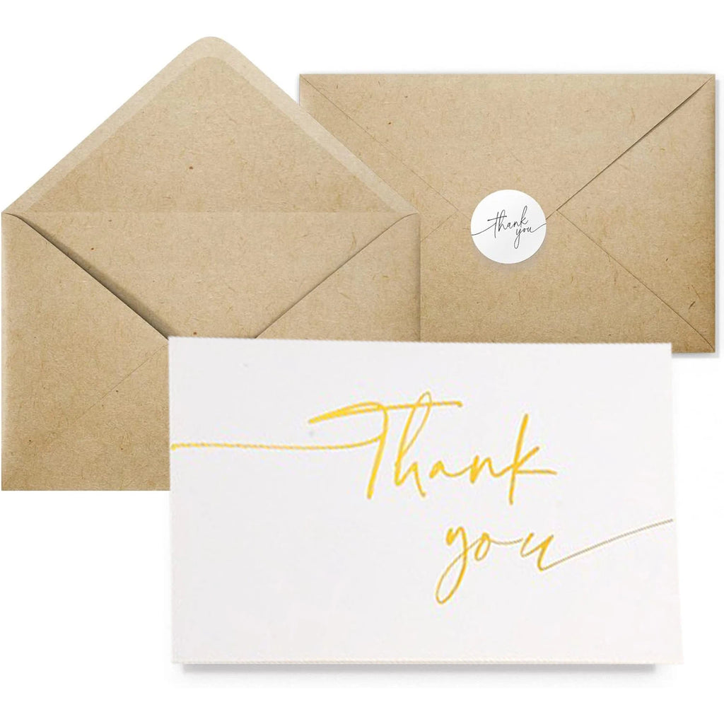 20-pack Thank You Cards Bulk with Envelopes & Stickers Perfect for Business, Weddings, Baby & Bridal Showers, Graduations Oasis Select Gold