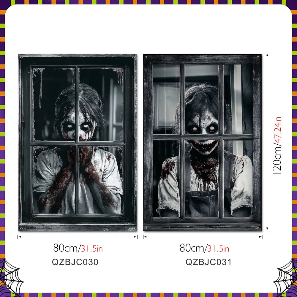 New Halloween Horror Eye Character False Window Decoration Holiday Window Costume Decoration Oasis Select QZBJC030 QZBJC031 With 10m ribbon