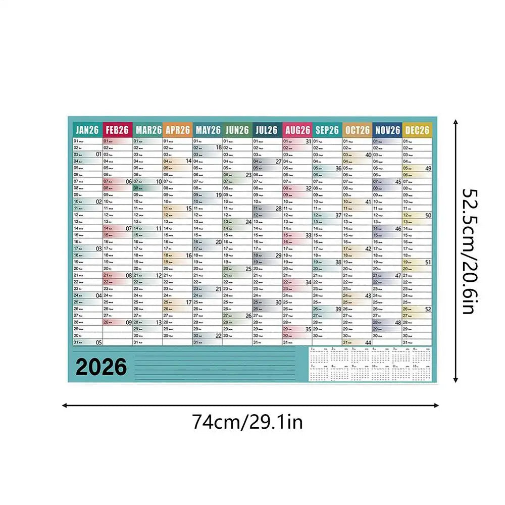 2026 Plan Calendar 29 X 20 Inch Large Notebook with Tip Labels And Sticker Wall Decor Planner for Mental Study School Task Home Oasis Select 8
