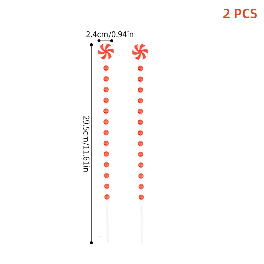 Christmas Candy Cane Curly Picks – Red & White Xmas Ornaments