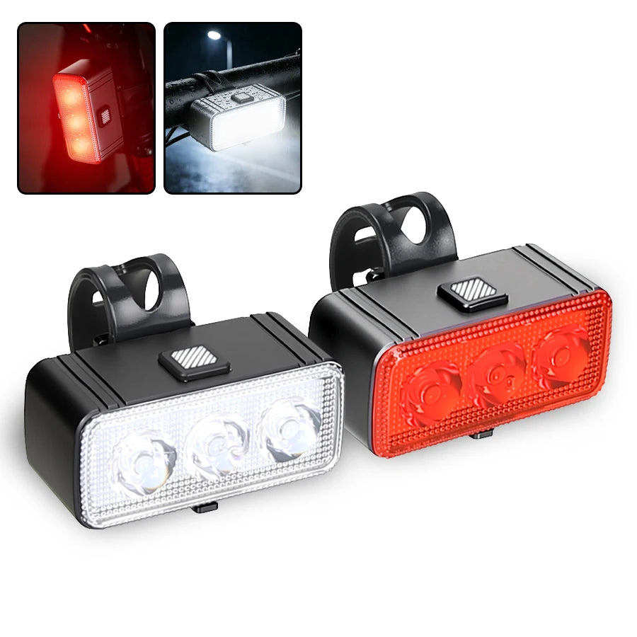 Cycling Bicycle Front Rear Light Set Bike Rechargeable Headlight Light MTB Waterproof Taillight LED Lantern Bicycle Accessories Oasis Select Set-B