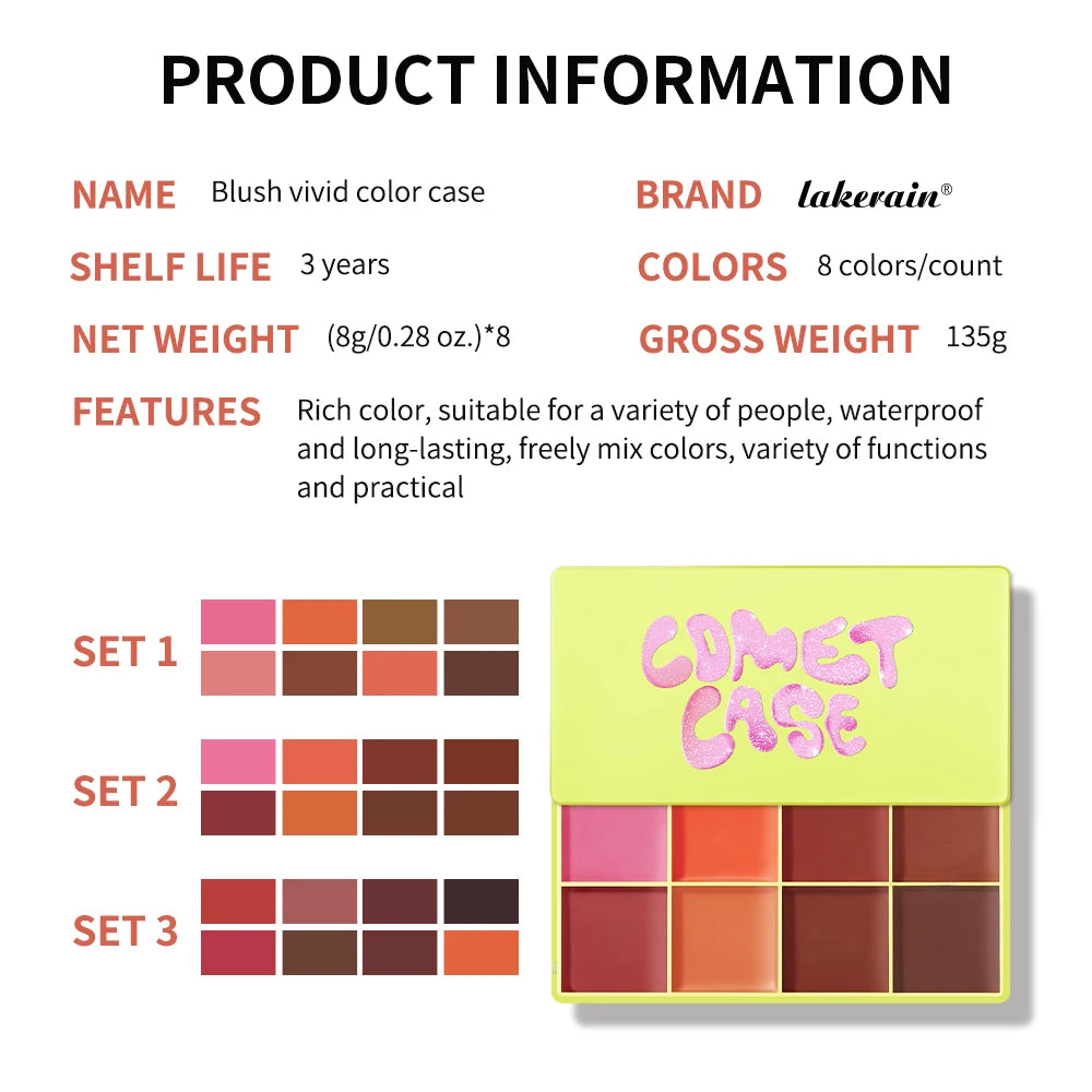 Multi Cream Eyebrow Blush Highlighter Palette Long Wearing Eyeshadow Palette Matte Shimmer Finish With Free Brush & Powder Puff Oasis Select