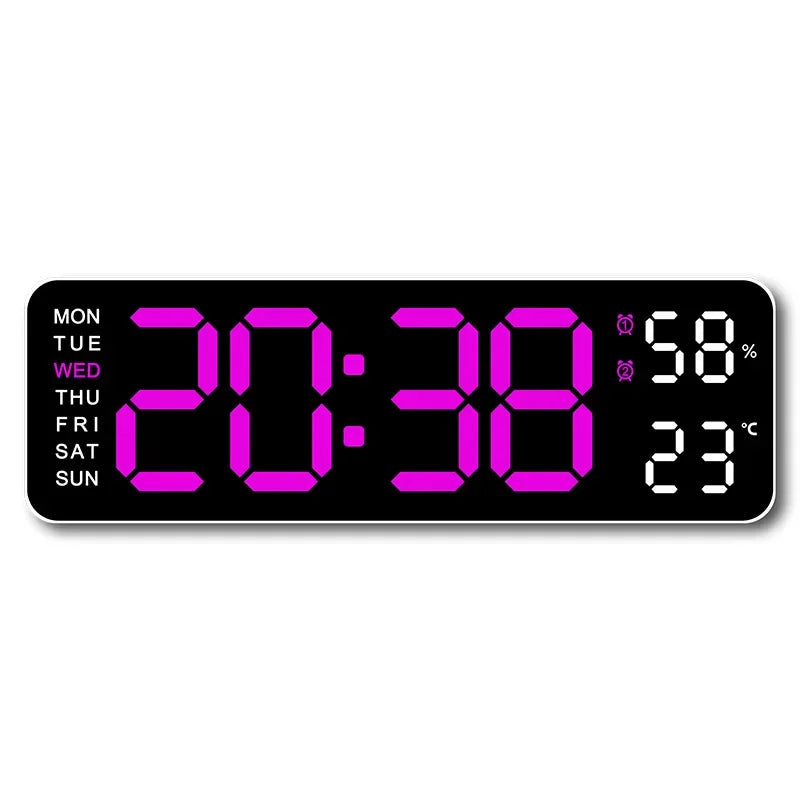 9 Inch Large Digital Wall Clock with Temperature Humidity Display,Auto Dimmer,USB Powered,12/24H LED Alarm Clock for Home Office Oasis Select WRR 9 inch