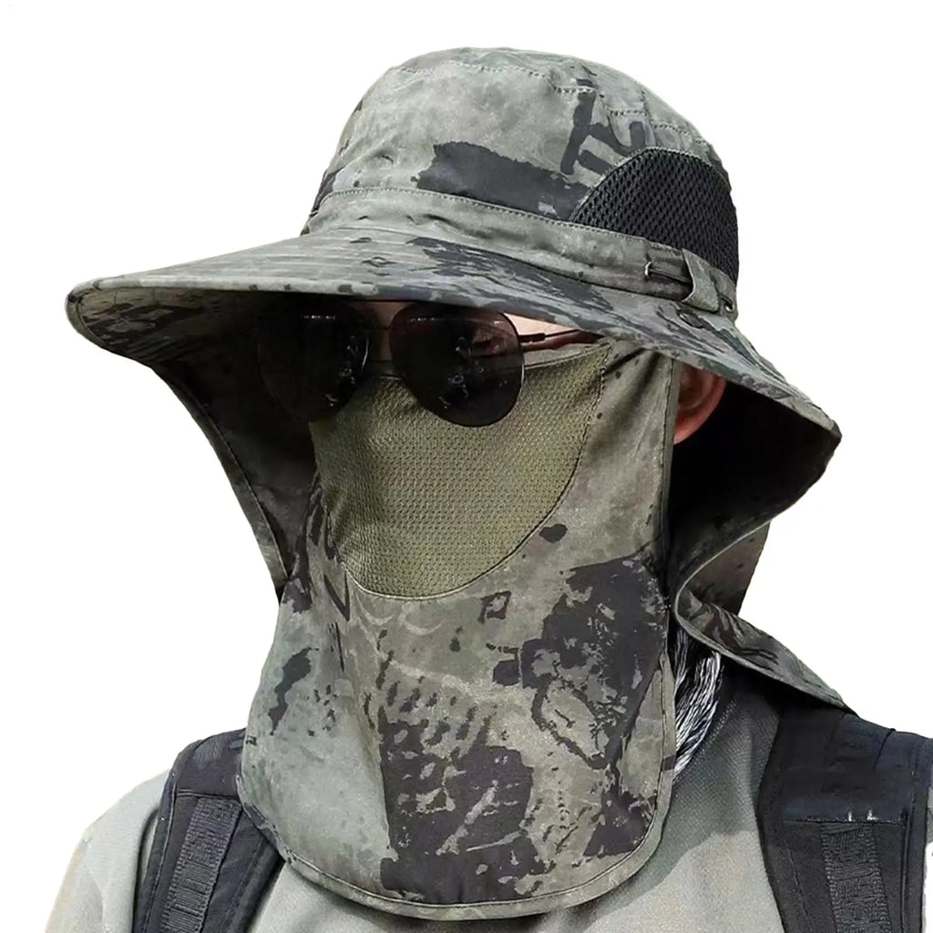 UV Protection Hat Hiking Hat with Face Cover and Neck Flap Detachable UPF50 Cap Breathable Bucket Cap For Fishing Backpacking Oasis Select