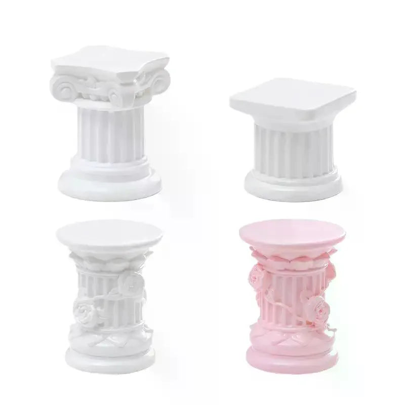 Roman Pillar Greek Column Figurine with Pedestal Candlestick Stand Classic Ancient Style Indoor Garden Decor Oasis Select