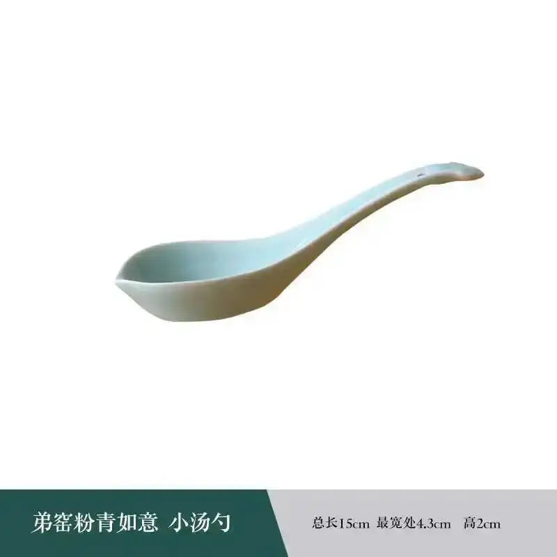 Longquan Celadon Spoon Tableware Flat Bottom Soup Spoon Congee Spoon Ruyi Spoon Oasis Select Small Soup Spoon 1