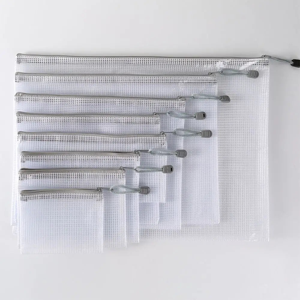 Mesh Zipper Pouch Waterproof Plastic Document Pouch Multipurpose for Travel Storage Office Appliances Home Organize Bags Oasis Select 19-A5-24X18CM--1pc