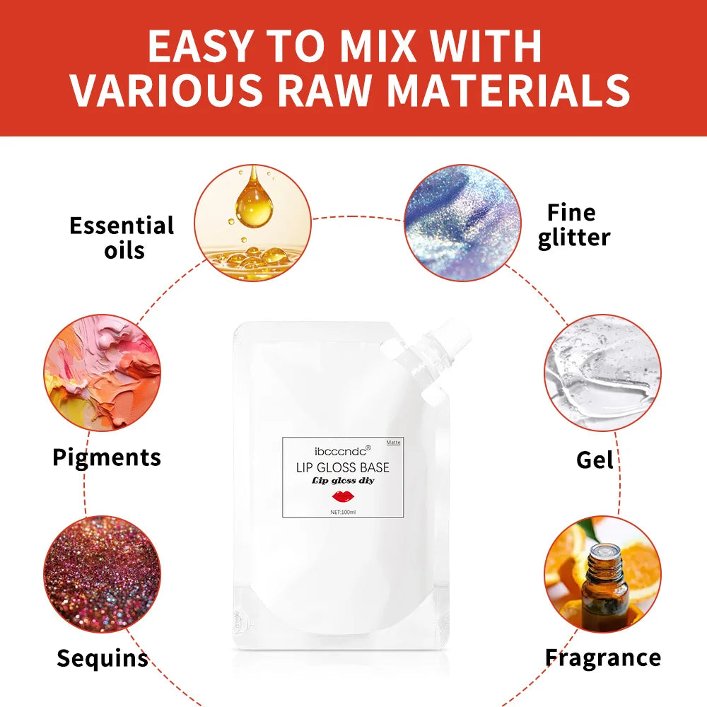 DIY Lip Gloss Base Gel – Matte, Waterproof, Non-Stick 100ml