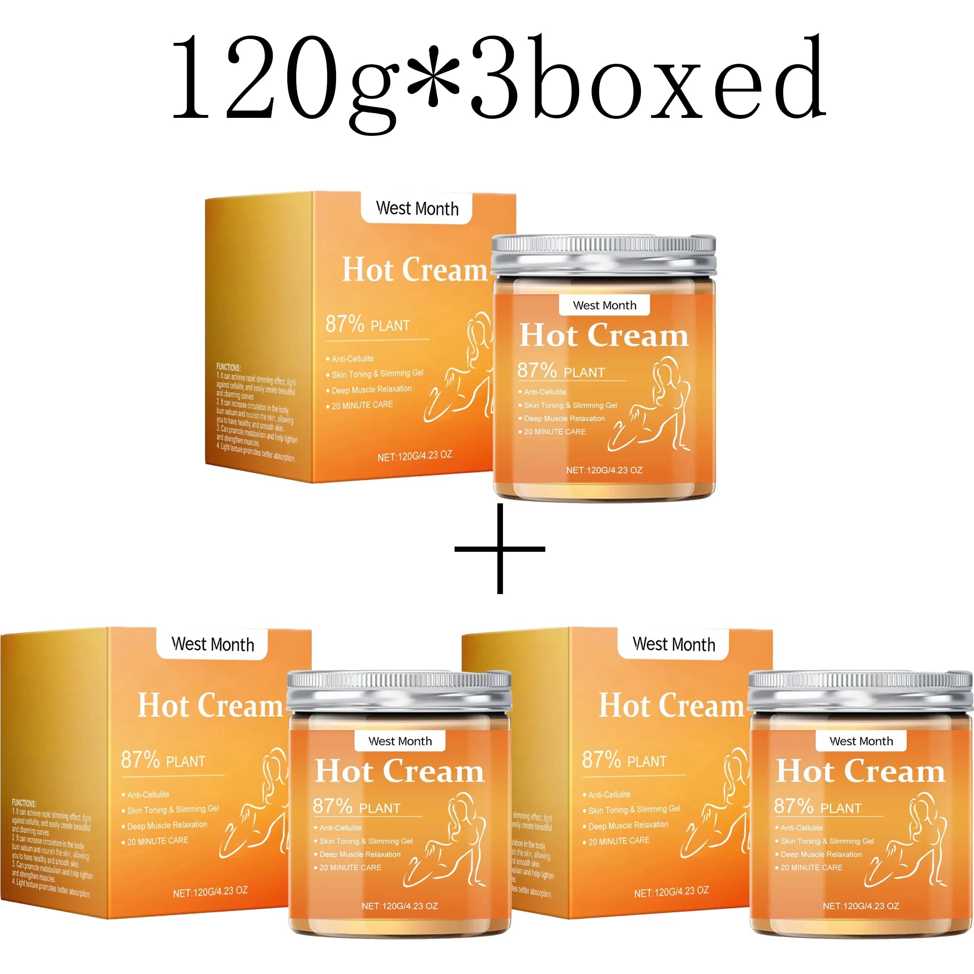 Anti-Cellulite Fat Burner Hot Cream Body Firming Slimming 120g Body Slimming Cream Oasis Select 120g X 3boxed