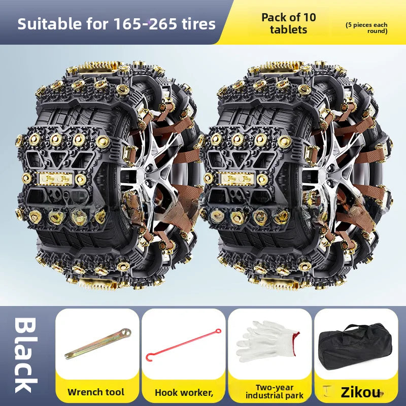Winter Tire Snow Chains for Cars, SUVs, and Off-Road Vehicles - TPU Material, No Tire Damage, Ice Breaking & Off-Road Rescue Cha Oasis Select 10PCS