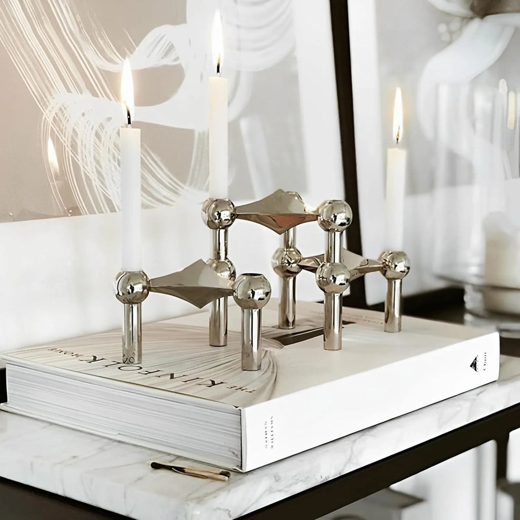 Modular Metal Candle Holder Interconnectable Geometric Candelabra for Stick Skinny Home Dining Table Decor Wedding Centerpiece Oasis Select