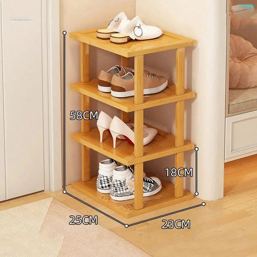 Multifunctional 6 Layers Shoes Rack Bamboo Shoe Cabinets Stackable Stand Shoes Storage Shelf Organizer For Entryway Livingroom Oasis Select 4-25
