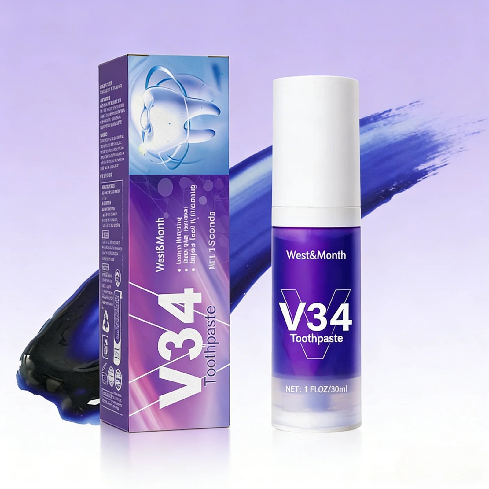 V34 Purple Toothpaste Mousse – Whitening, Gum Care & Fresh Breath