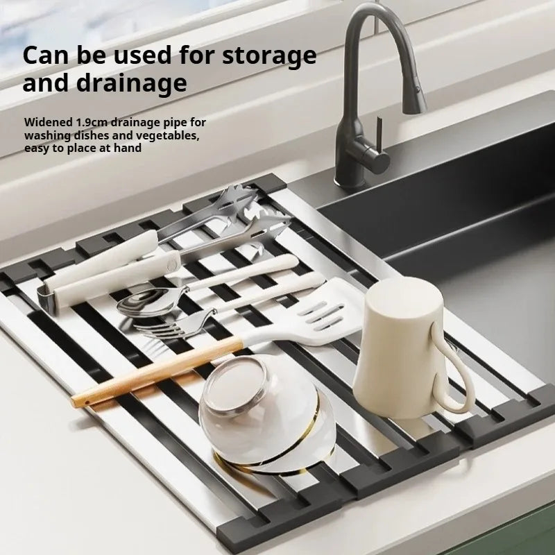 Foldable Stainless Steel Over-Sink Dish Drying Rack Sink Drying Rack Oasis Select