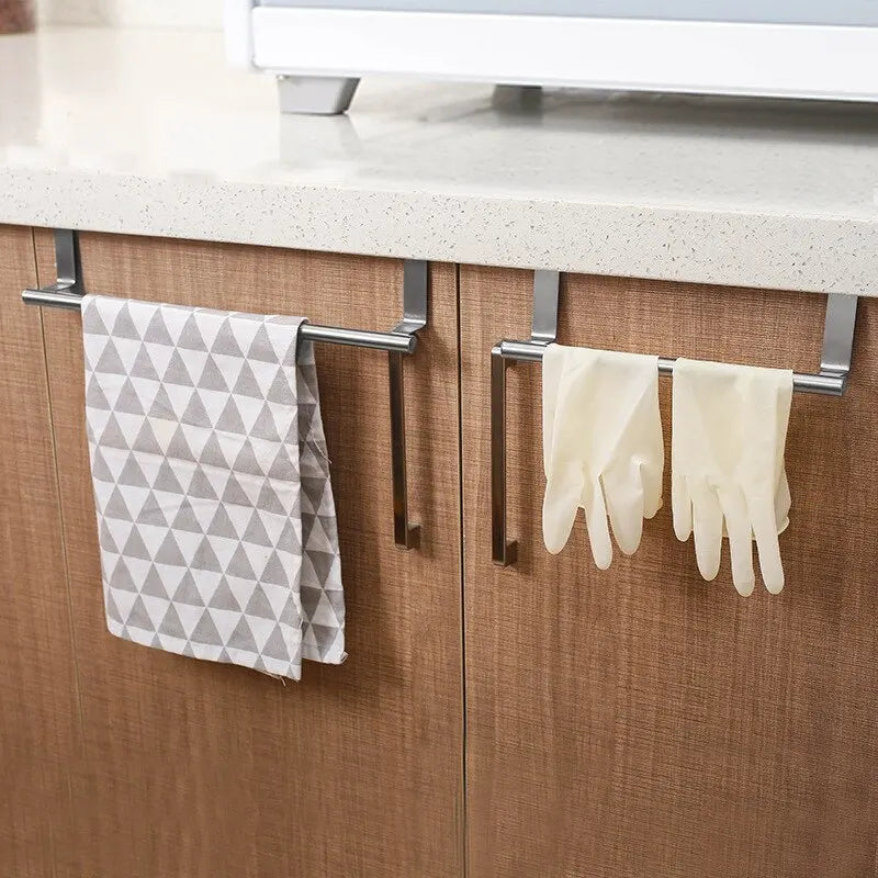1/2 PCS Stainless Steel Towel Bar Cabinet Door Towel Hanging Bar Stainless Steel Bathroom Kitchen Cabinet Door Towel Wipe Rack Oasis Select