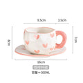 Ceramic Mugs & Saucers Set Coffee Cups Hand Pinched Irregular Flower Milk Tea Cup Ins Style Oatmeal Breakfast Mug Drinkware Oasis Select Pink-heart-set 301-400ml
