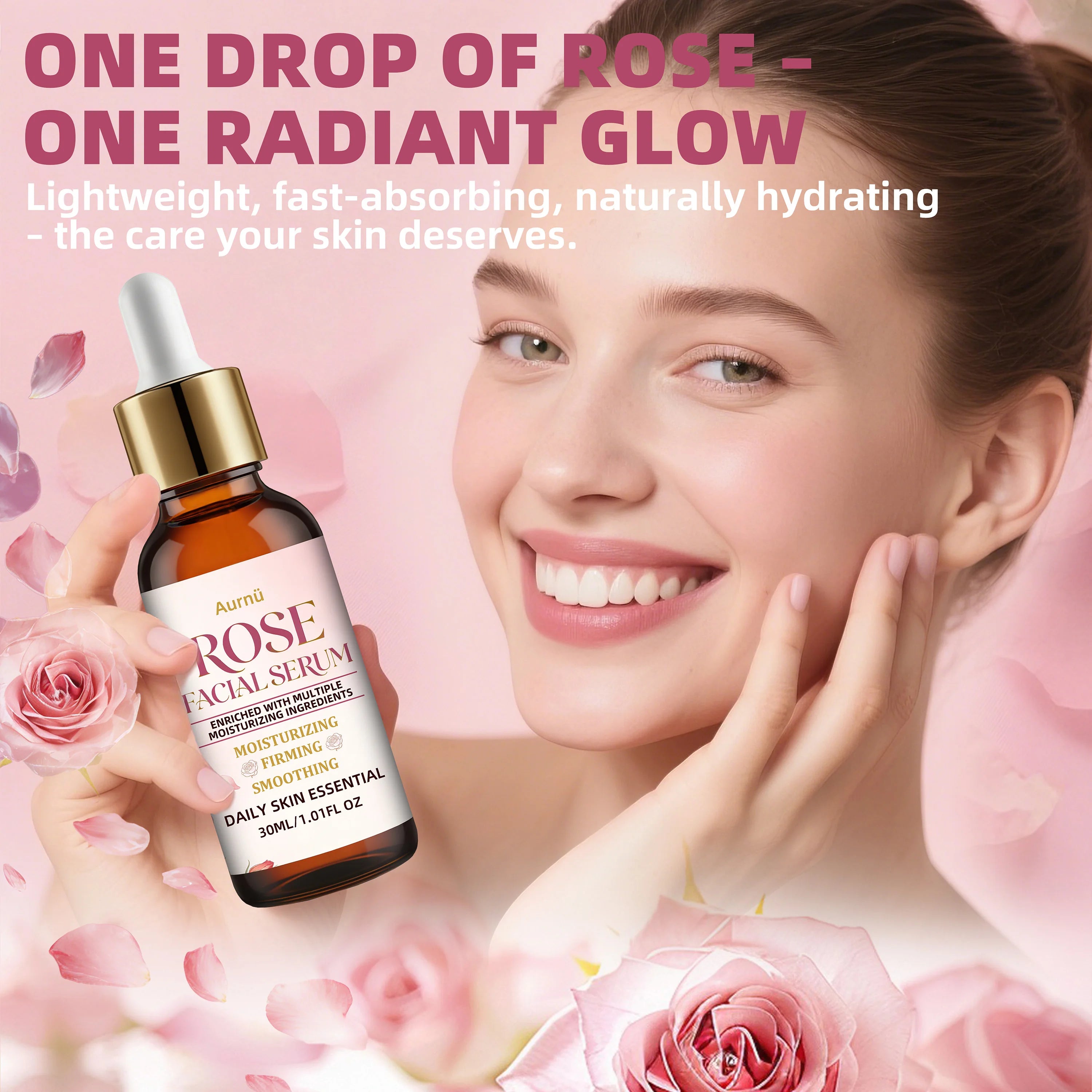 Aurnü Rose Facial Serum – Hydrating & Nourishing, All Skin Types Rose Face Serum Oasis Select