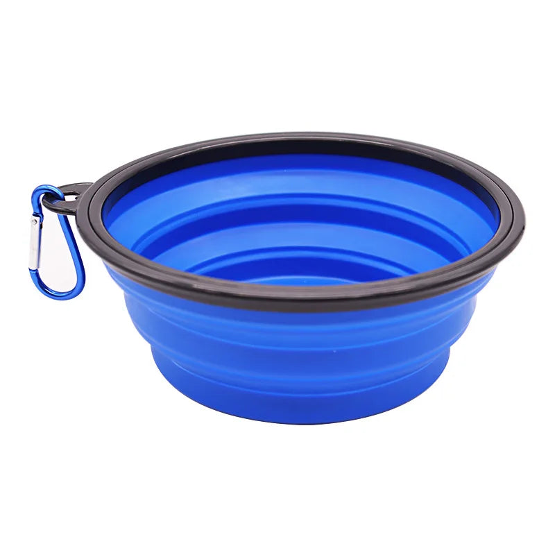 TPE dog bowl cat bowl wear-resistant and durable pet folding bowl travel outdoor drinking water feeding portable pet bowl Oasis Select blue-1pcs 350ml