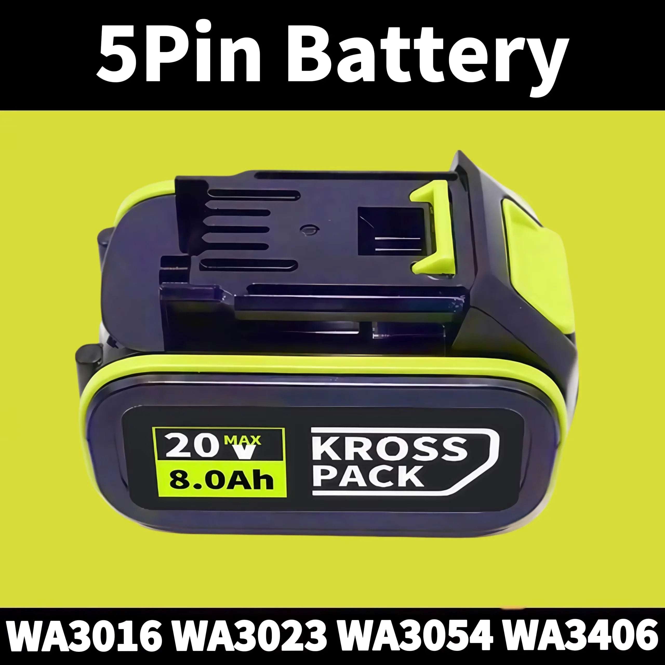 20V 6000/8000mAh High Capacity Rechargeable Replacement Battery for WORX WA3551/WA3551.1/WA3553/WA3641/WX373 Power Tool Oasis Select 5Pin-8.0Ah-1pcs