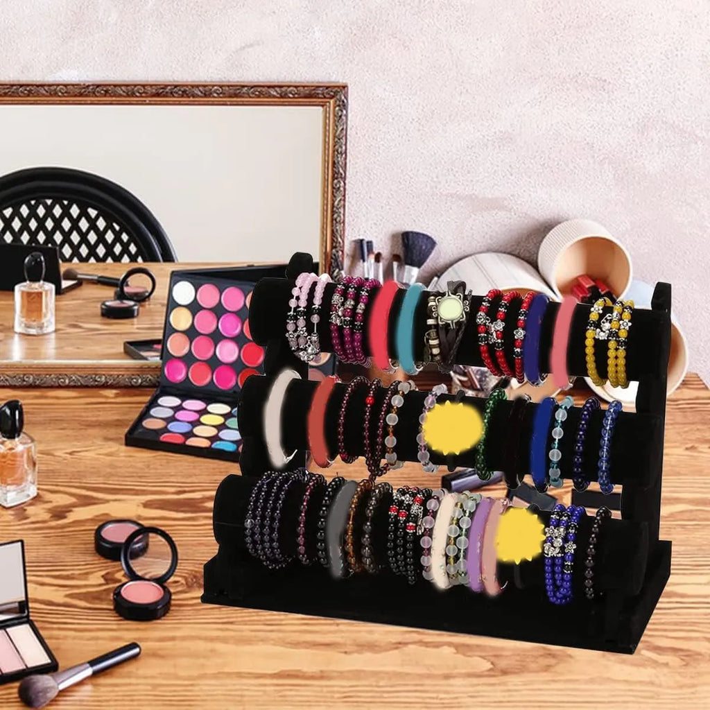 Bracelet display rack, 2-layer 3-layer bracelet storage rack, velvet jewelry rack, suitable for necklaces, headbands, watches Oasis Select
