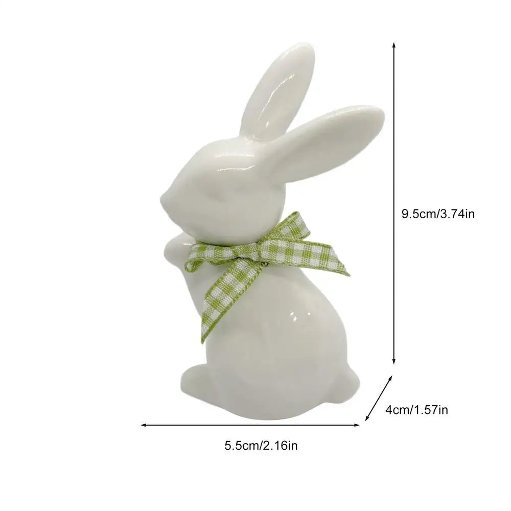 Easter Bunny Ceramics Figurines Porcelain Holiday Rabbit Decoration Sculpture Easter Bunny Sculpture Desk Ornament for Dining Oasis Select A