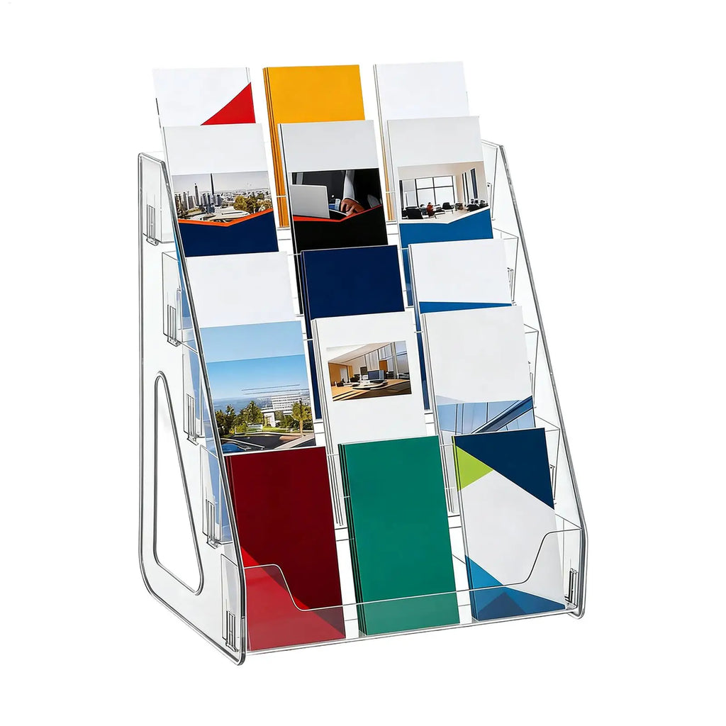 Brochure Stand 5-Tier Desktop Catalog Display Rack Sticker Catalog Display Stand for Office School Hotel Restaurant Dining Room Oasis Select