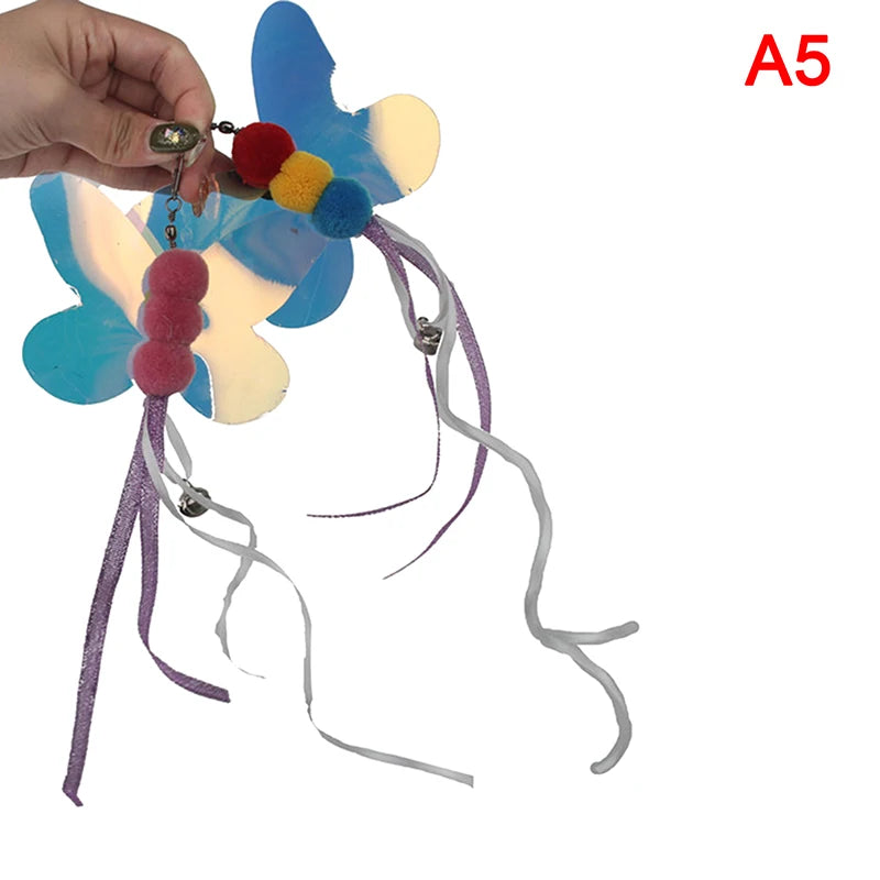Three-section Telescopic Fishing Pole Wand Cat Teaser Wands Kitten Funny Catcher Teaser Stick Rod Interactive Stick Teaser Toys Oasis Select A5