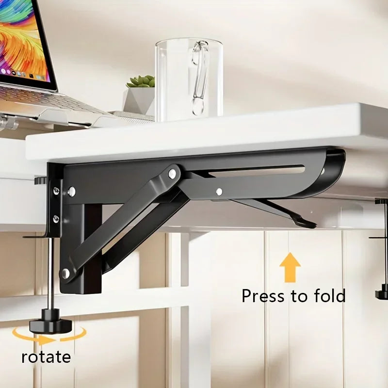 2PCS L-shaped Foldable Desktop Bracket Heavy-duty Punch-free Space-saving Desktop Extension Plate Rack Hardware Accessories Oasis Select